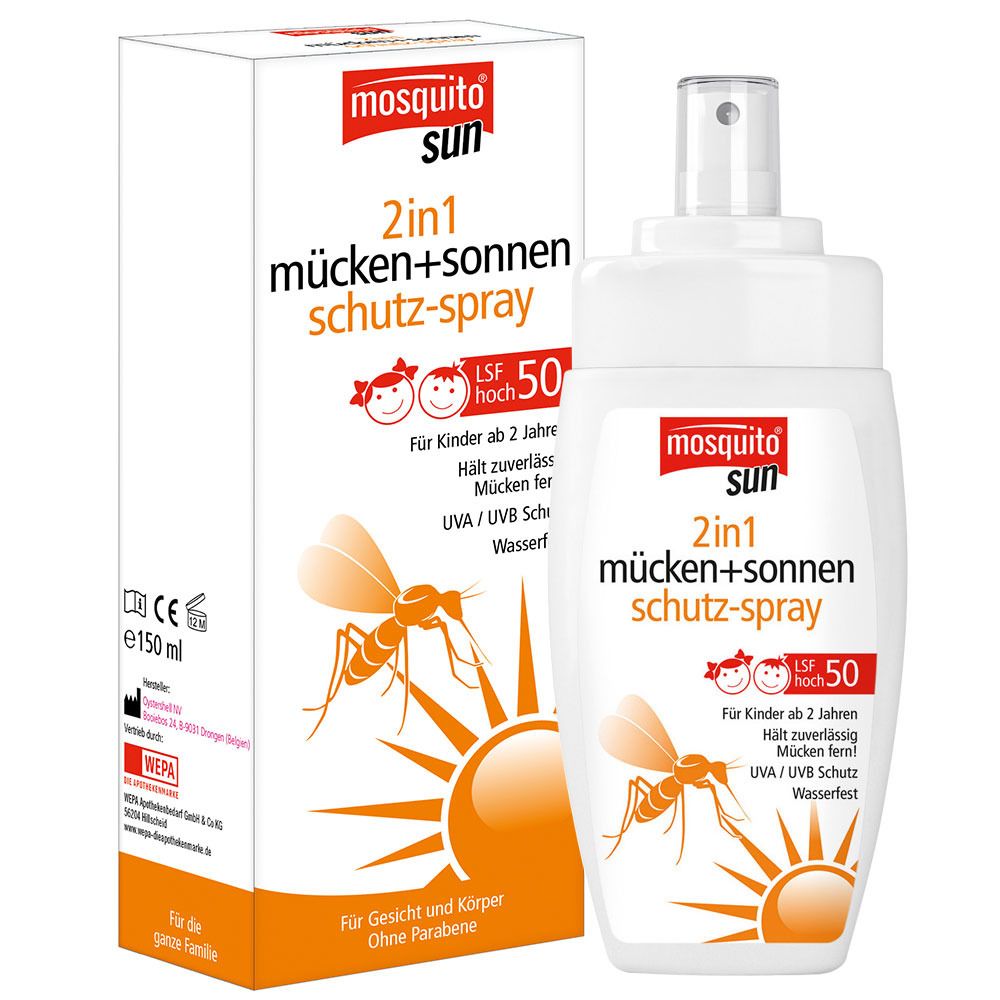 mosquito® sun 2 in 1 Mücken+Sonnenschutz-Spray LSF 50 150 ml - SHOP APOTHEKE