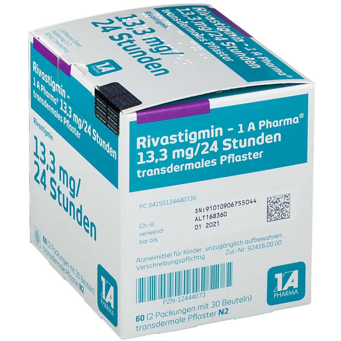 Rivastigmin-1A Pharma 13,3 mg/24 Std. transd.Pfl. 60 St Pflaster transdermal