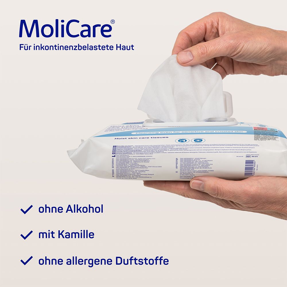 MoliCare Skin Feuchtpflegetücher: die zeitsparende Lösung für die tägliche schnelle, angenehme Reinigung und Inkontinenzpflege