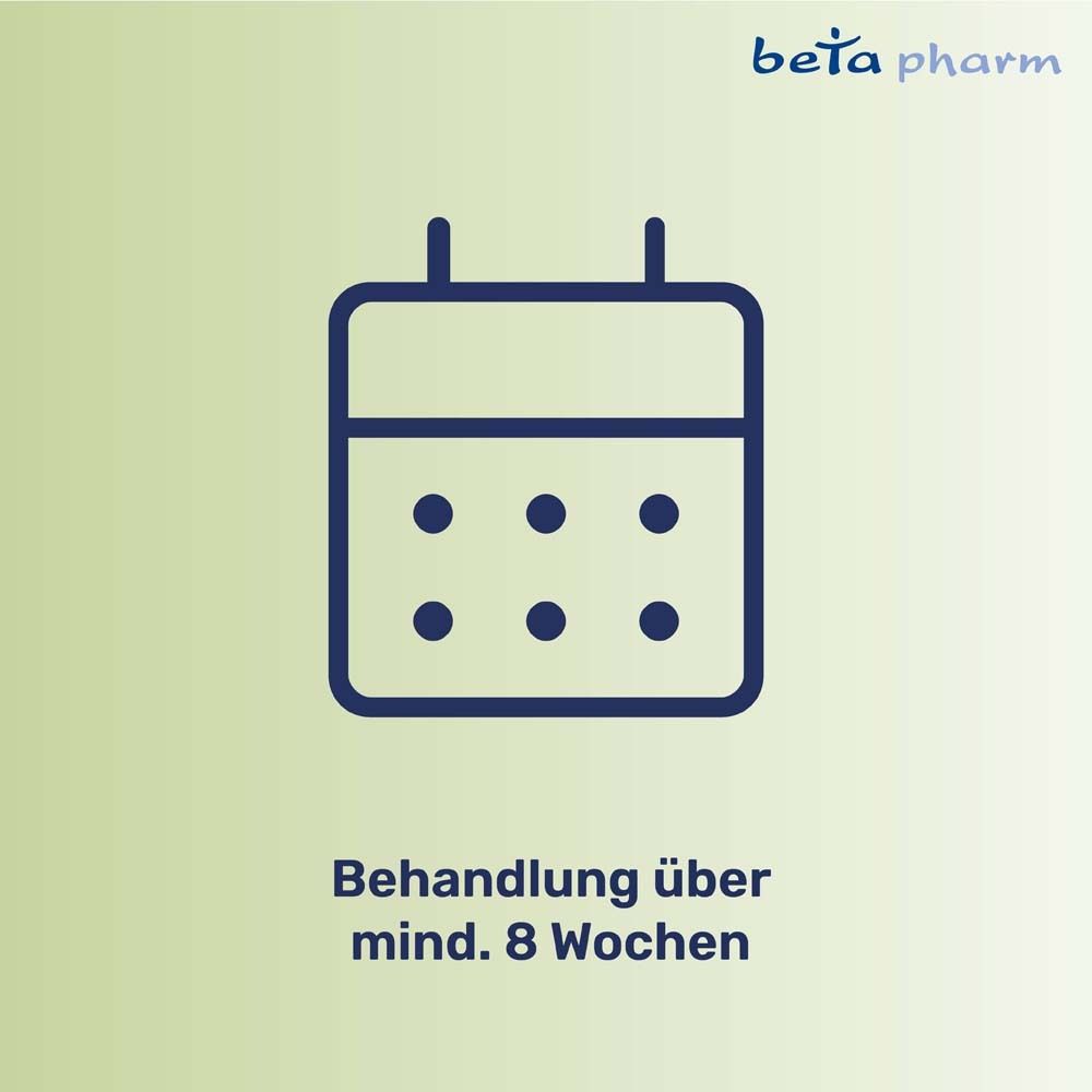 Kalender-Symbol. Text: Behandlung über mind. 8 Wochen.
