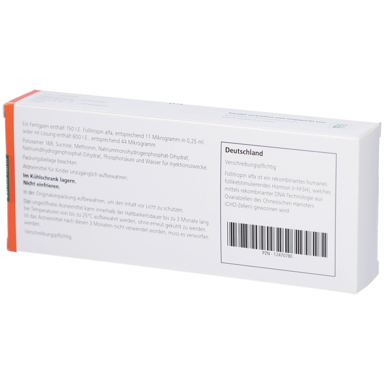 Rückseite der weißen Box. Enthält Informationen zu Inhaltsstoffen und Anwendung. Text in deutscher Sprache.