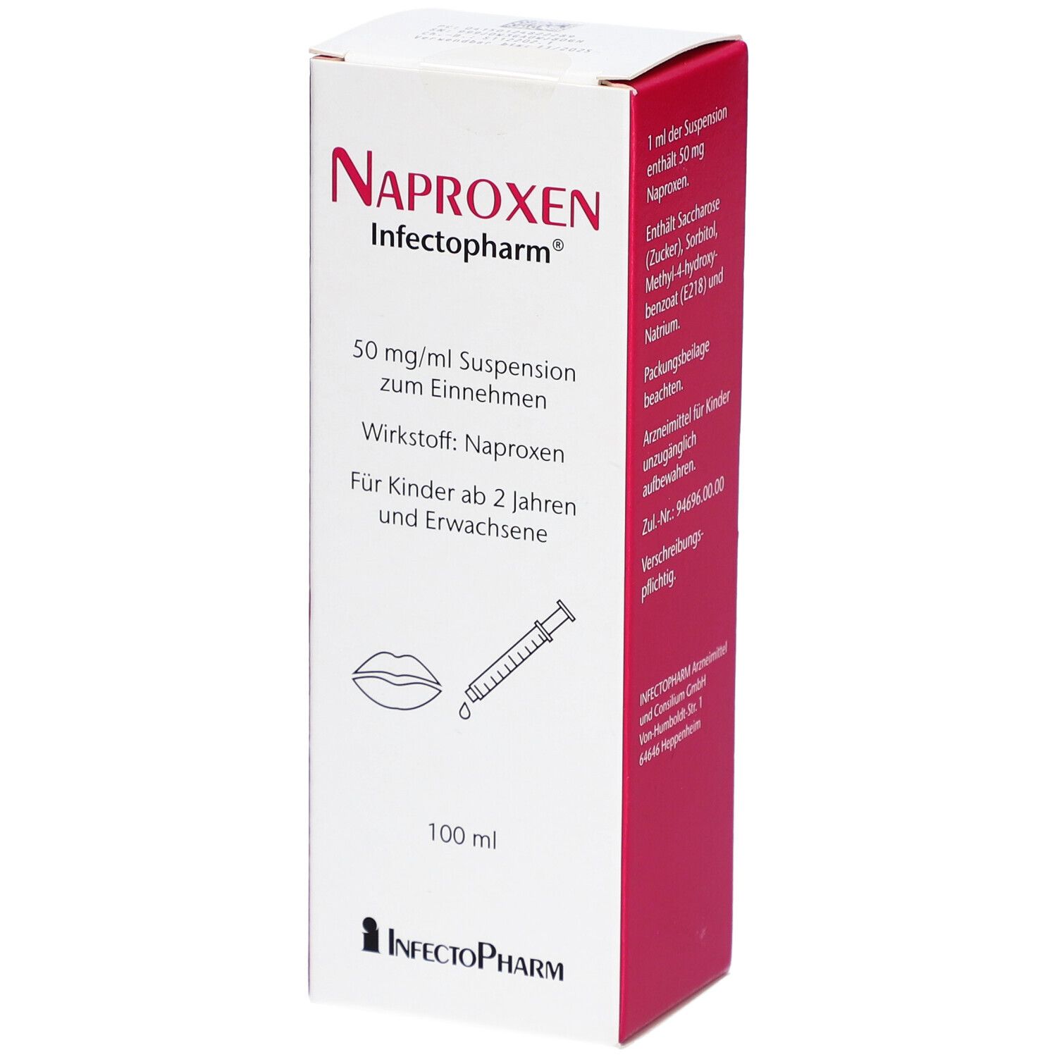 Naproxen Infectopharm 50 mg/ml Suspension z.Einn. 100 ml zum Einnehmen