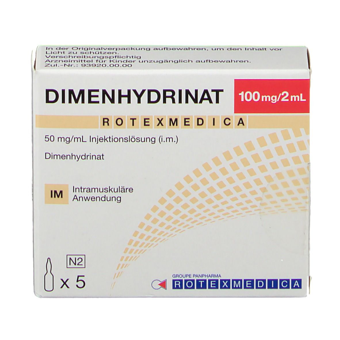 DIMENHYDRINAT ROTEXMEDICA 100 mg/2 ml