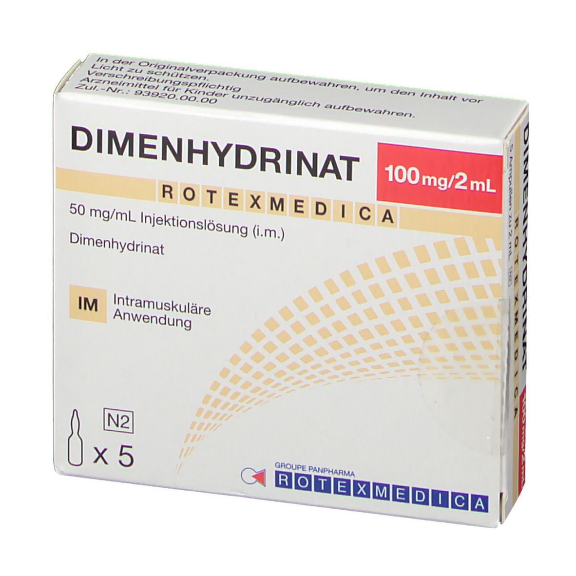 DIMENHYDRINAT ROTEXMEDICA 100 mg/2 ml