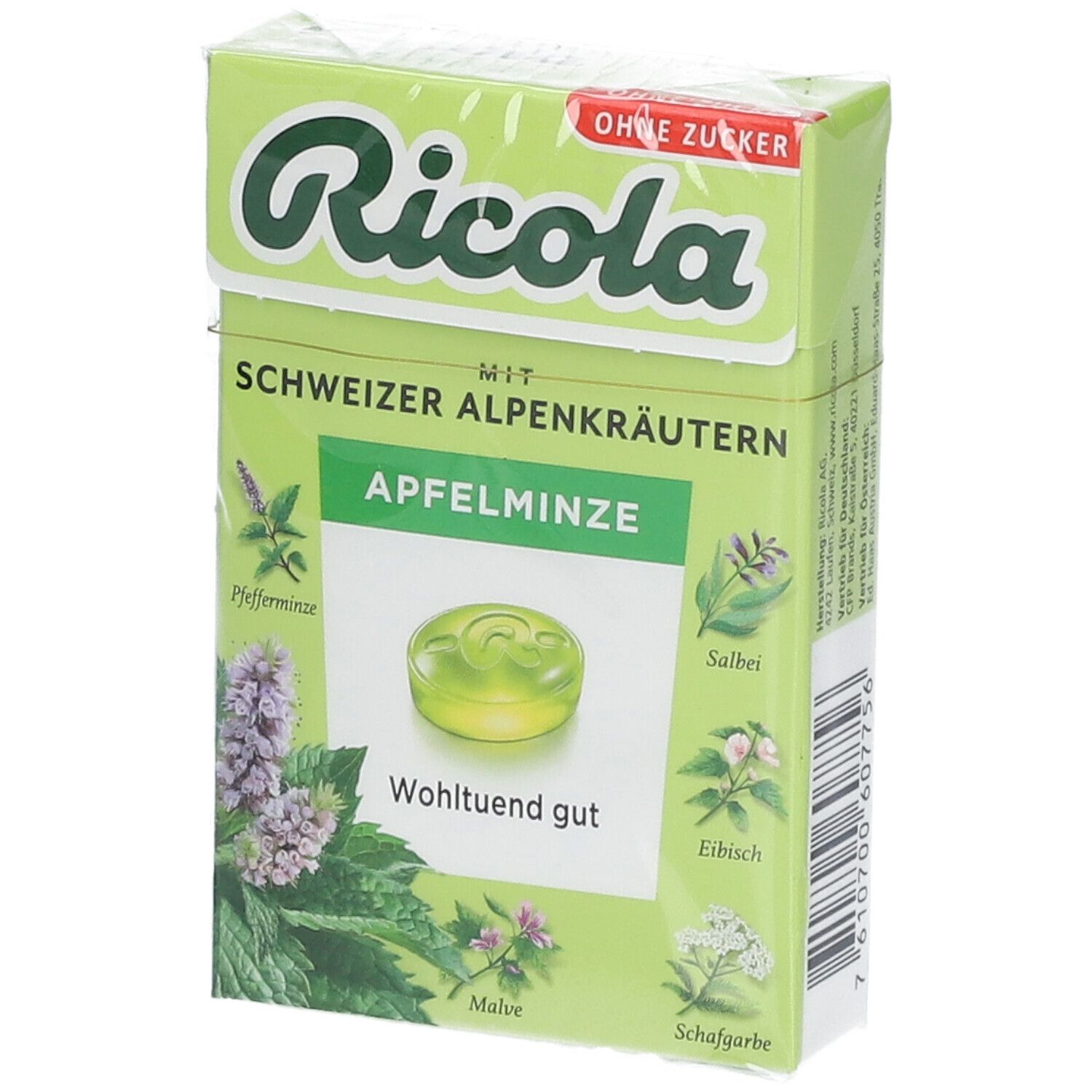 Ricola ohne Zucker Box Apfelminze Bonbons