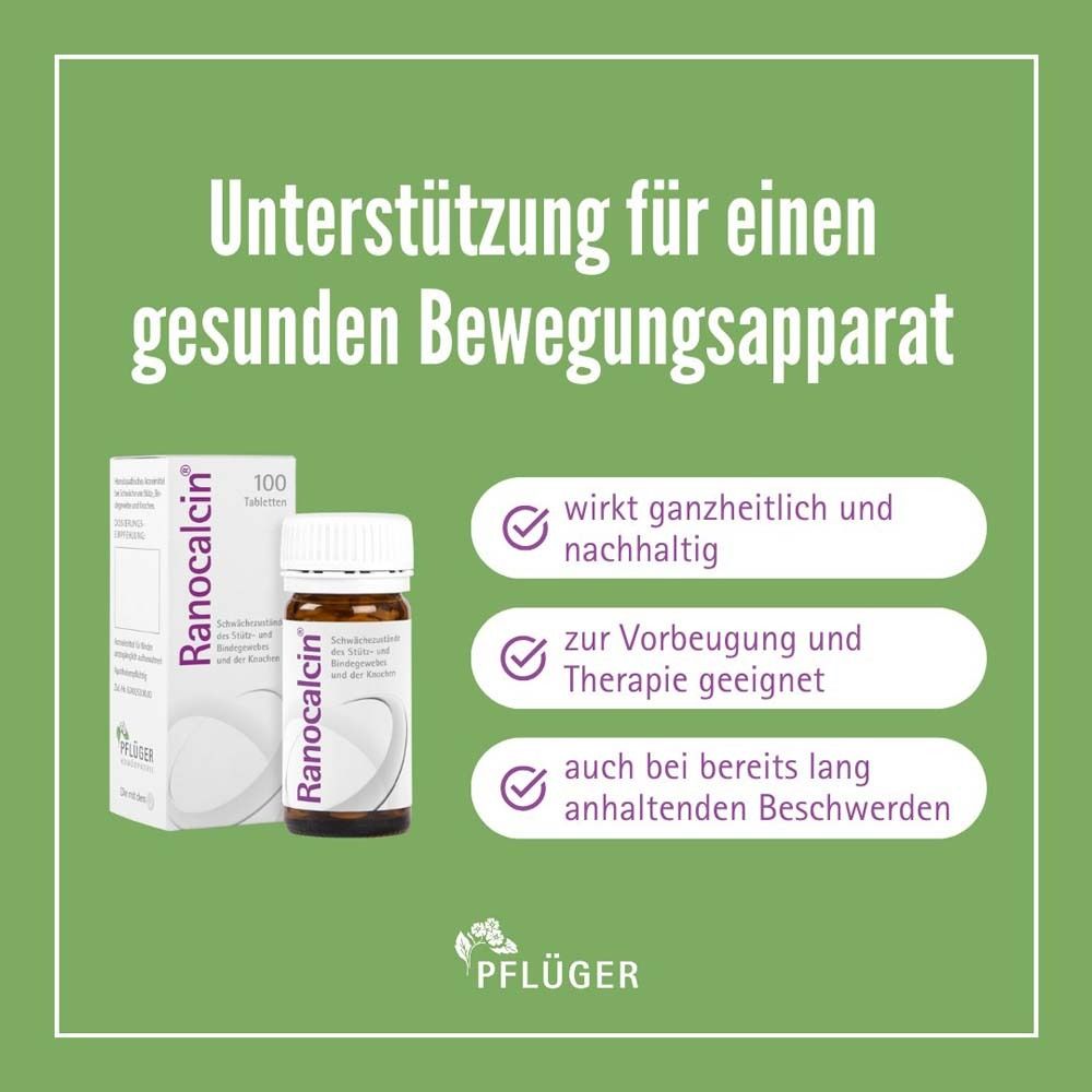 Werbung mit Produktverpackung und Flasche. Text: Unterstützung für einen gesunden Bewegungsapparat. Wirkt ganzheitlich und nachhaltig.