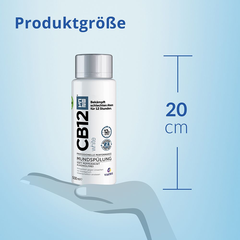 CB12 White Mundspülung: Mundwasser für weißere Zähne und frischen Atem, mit  Zinkacetat & Chlorhexidin 500 ml - SHOP APOTHEKE