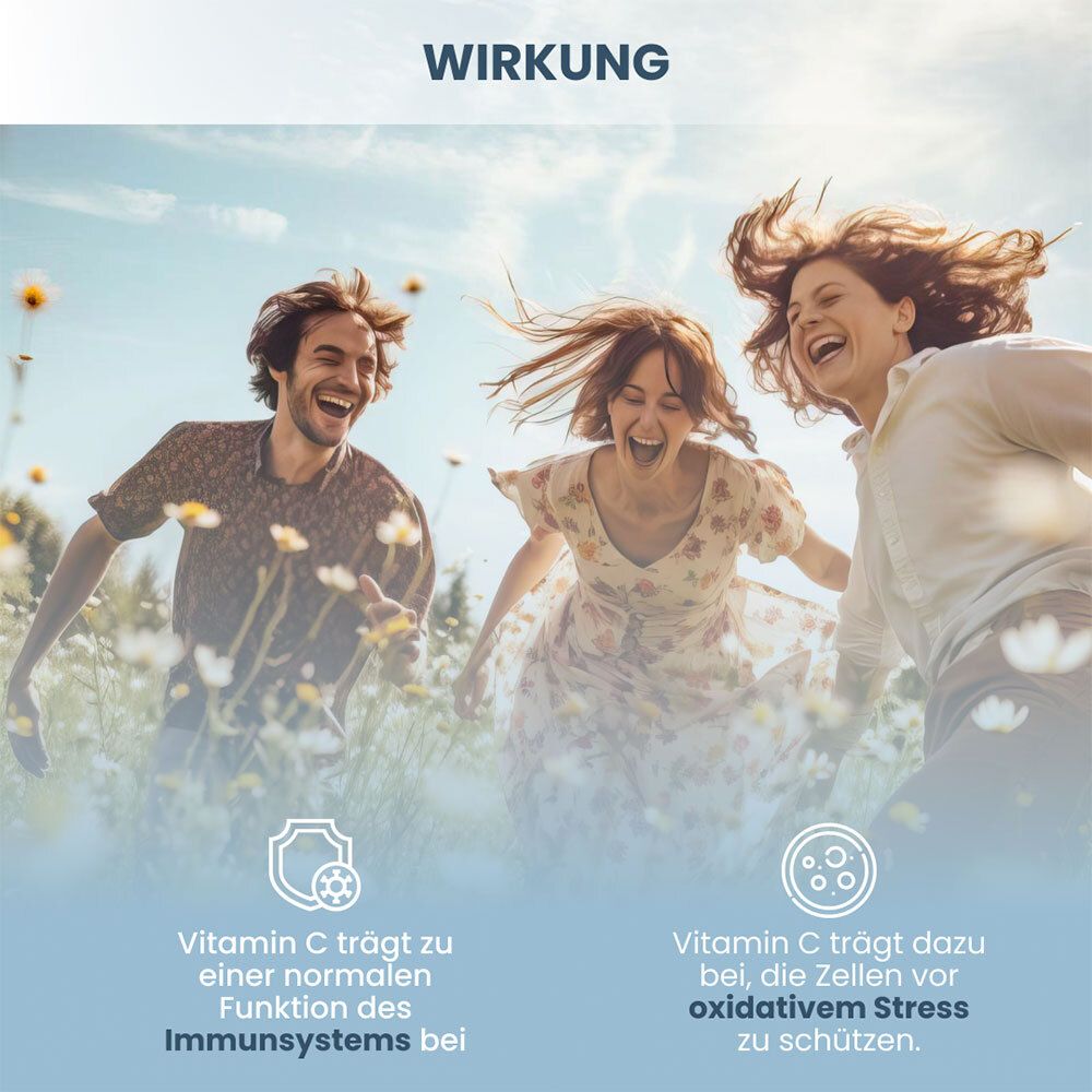 Packung mit 60 Kapseln, Vorderseite mit Profil eines weiblichen Gesichts und grünen Viren.