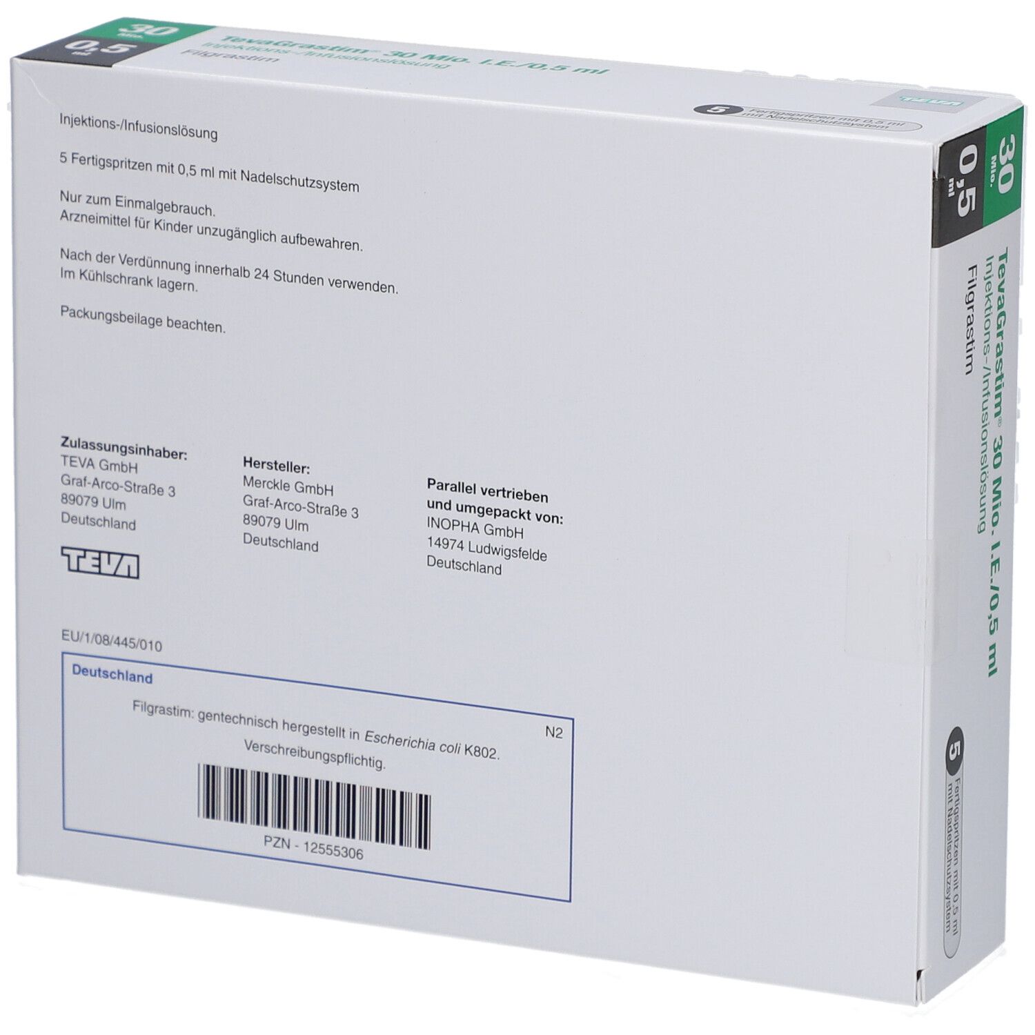 TEVAGRASTIM 30 Mio.I.E./0,5 ml Inj./Inf.-L.i.FS SV