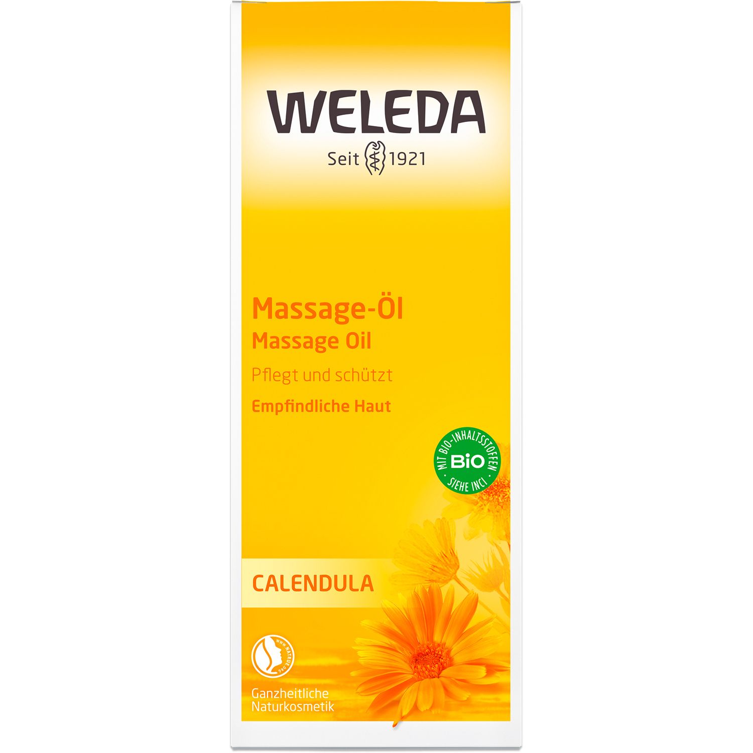 Weleda Massageöl Calendula - pflegt und nährt empfindliche Haut, hält sie glatt und geschmeidig