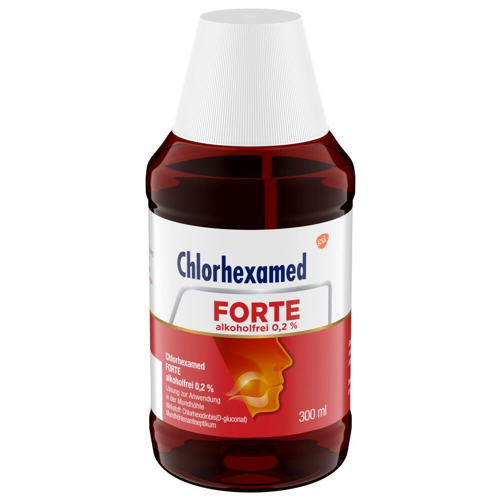 Chlorhexamed FORTE alkoholfrei 0,2 %, Mundspülung, Mundwasser antibakteriell, 300 ml - Jetzt 10% mit dem Code chlorhexamed10 sparen*