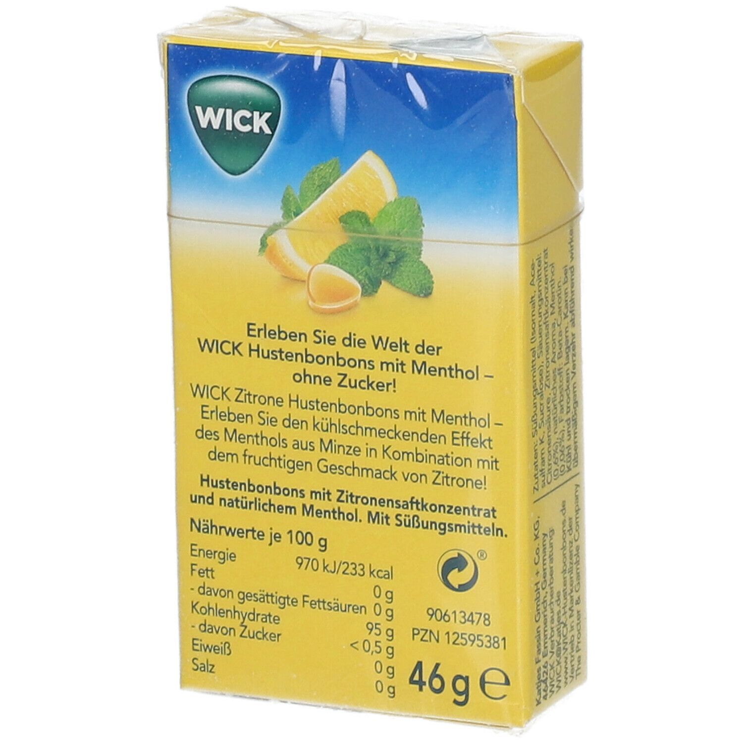 WICK Zitrone & natürliches Menthol ohne Zucker
