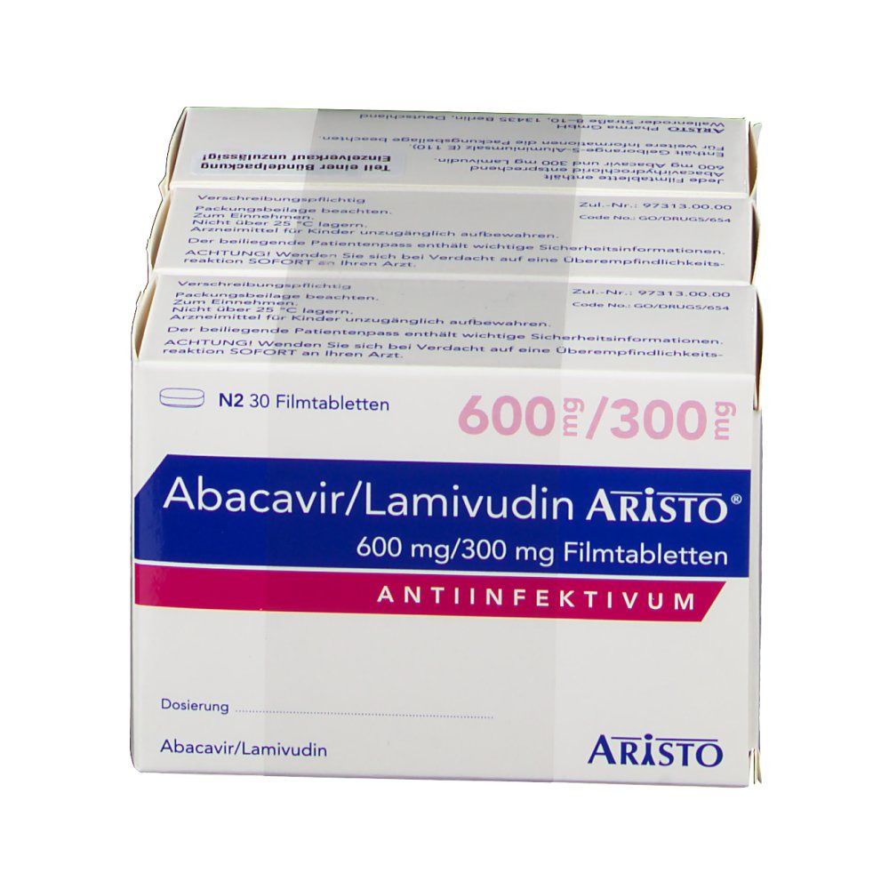 Zwei Aristo-Verpackungen. Produktname und Dosierung sichtbar. Rosa und blaue Akzente. "ANTIINFEKTIVUM"-Schriftzug.