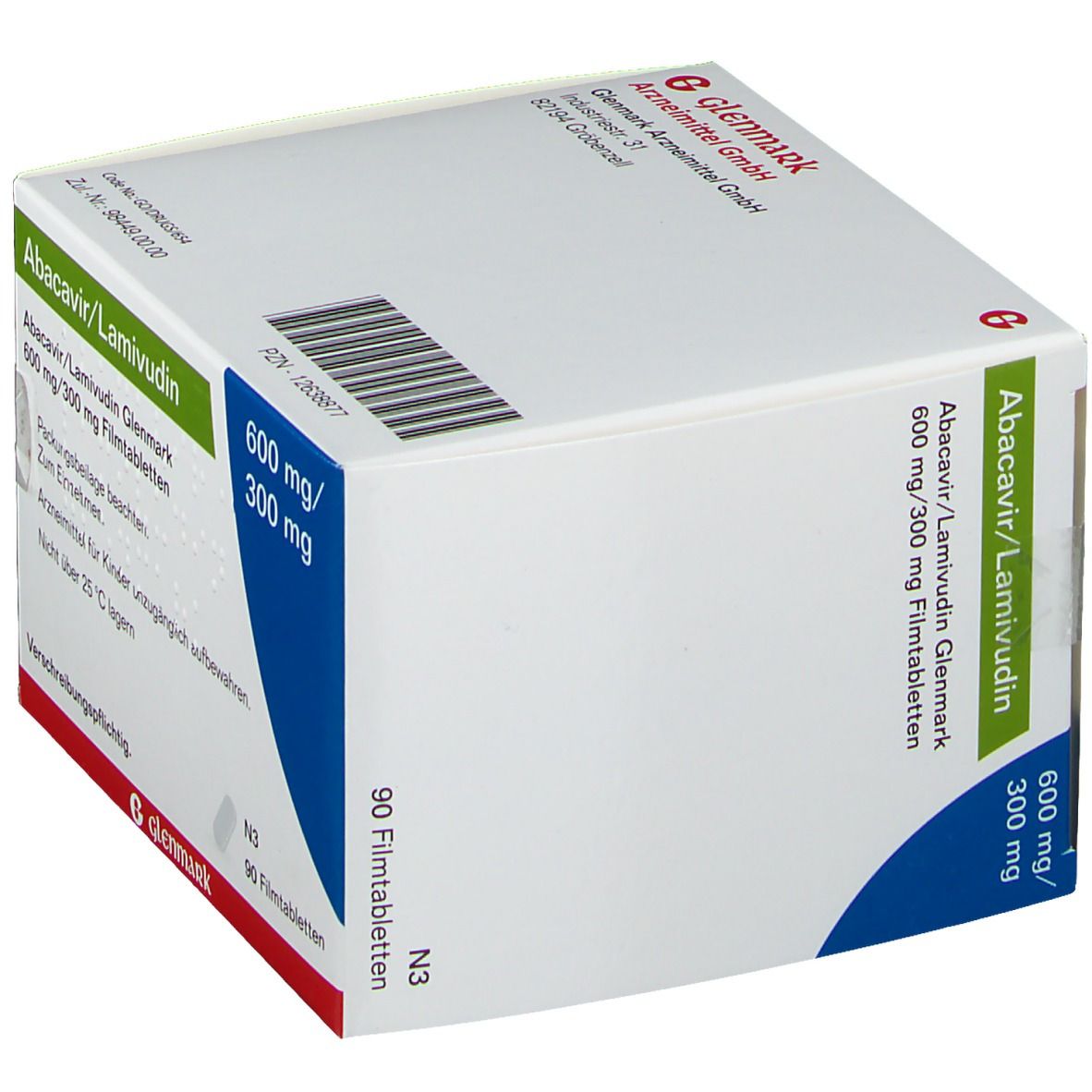 ABACAVIR/Lamivudin Glenmark 600 mg/300 mg Filmtab. 90 St Filmtabletten