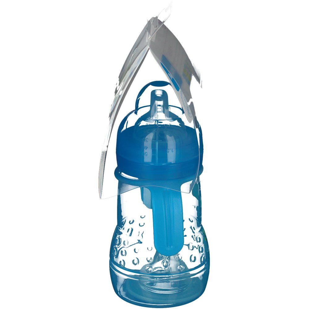 MAM Trainer+ Trinklernflasche mit Griffen, tropffreiem Sauger & Trinkschnabel 220ml blau, ab 4 Monate