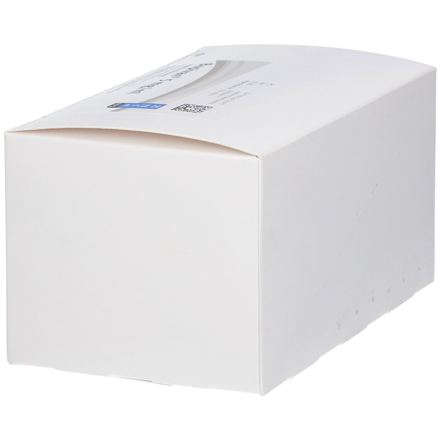 Weiße, rechteckige Kartonverpackung mit abgerundeter Oberseite. Keine sichtbaren Produktinformationen.