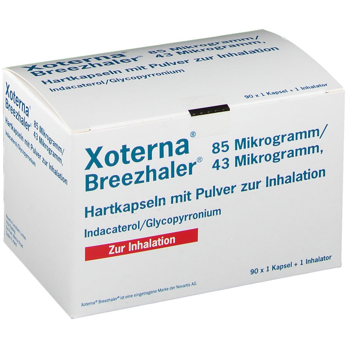 Xoterna Breezhaler 85 Mikrogramm/43 Mikrogramm Hartkapseln mit Pulver zur Inhalation. Indacaterol/Glycopyrronium.