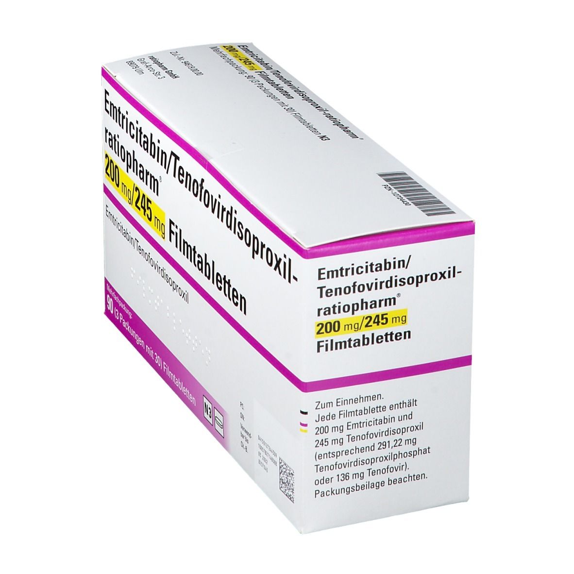 EMTRICITABIN/Tenofovirdisoproxil AL 200/245 mg FTA 3x30 St Filmtabletten