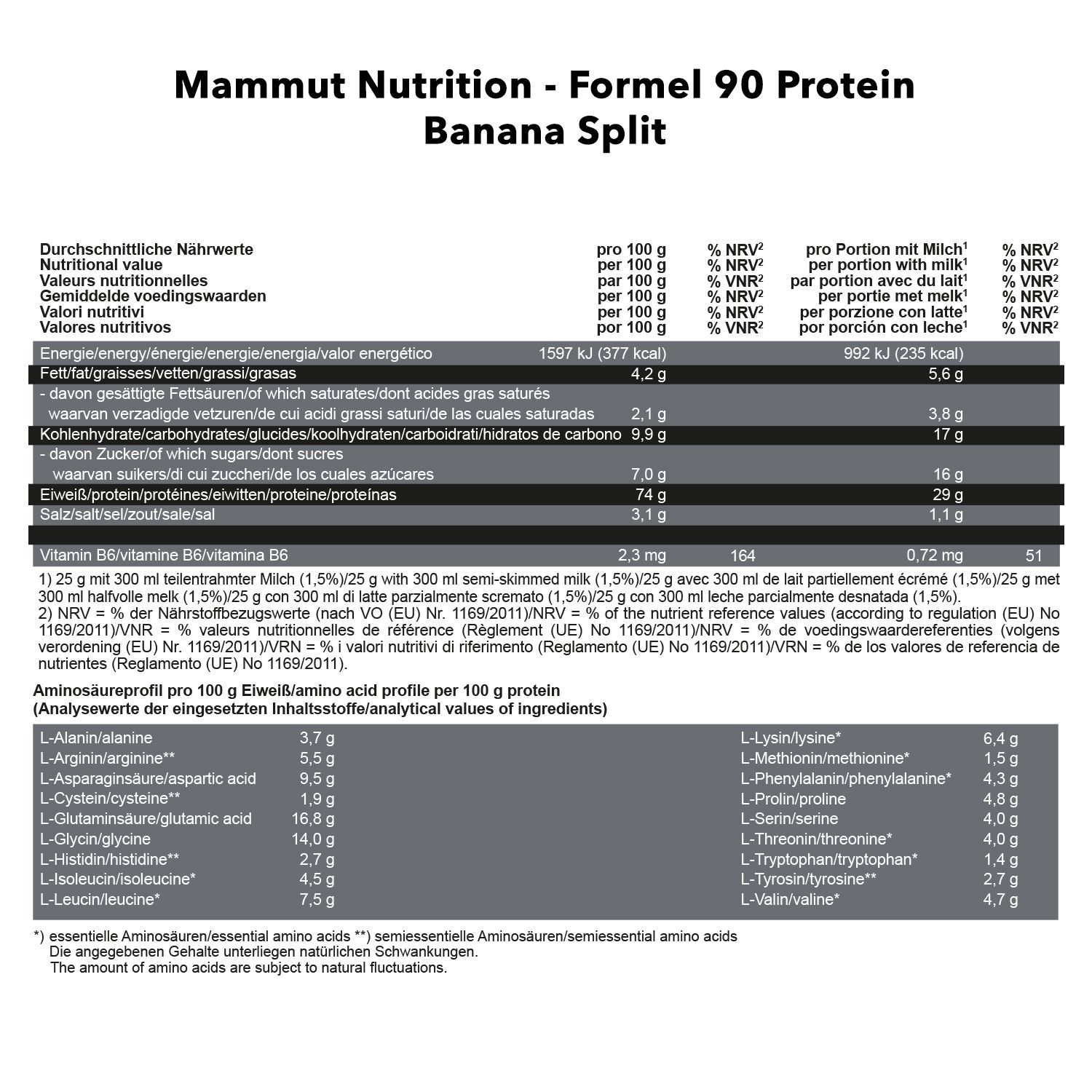 Mammut Formel 90 Protein, Banana Split