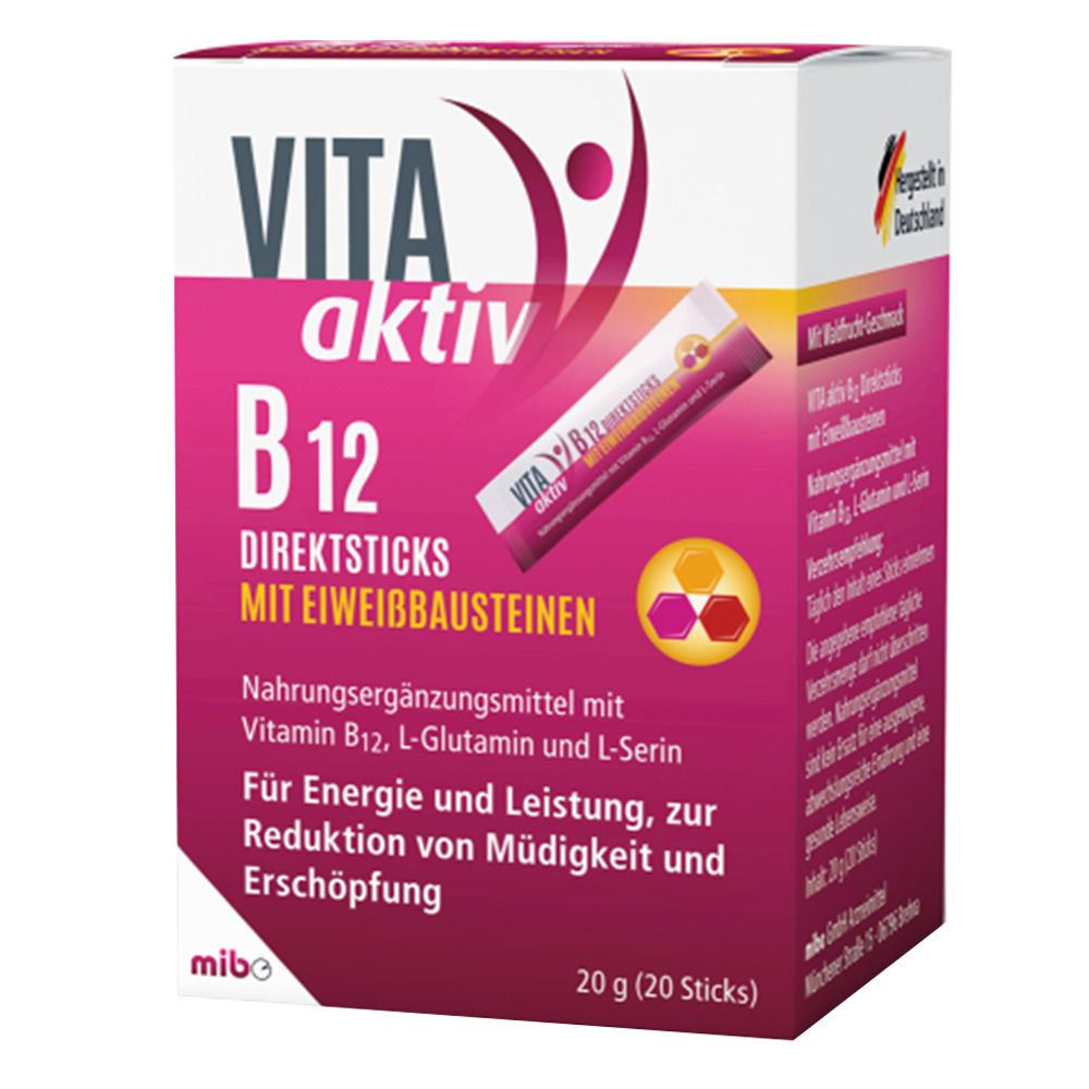 Vita aktiv B12 Direktsticks avec des éléments constitutifs des protéines