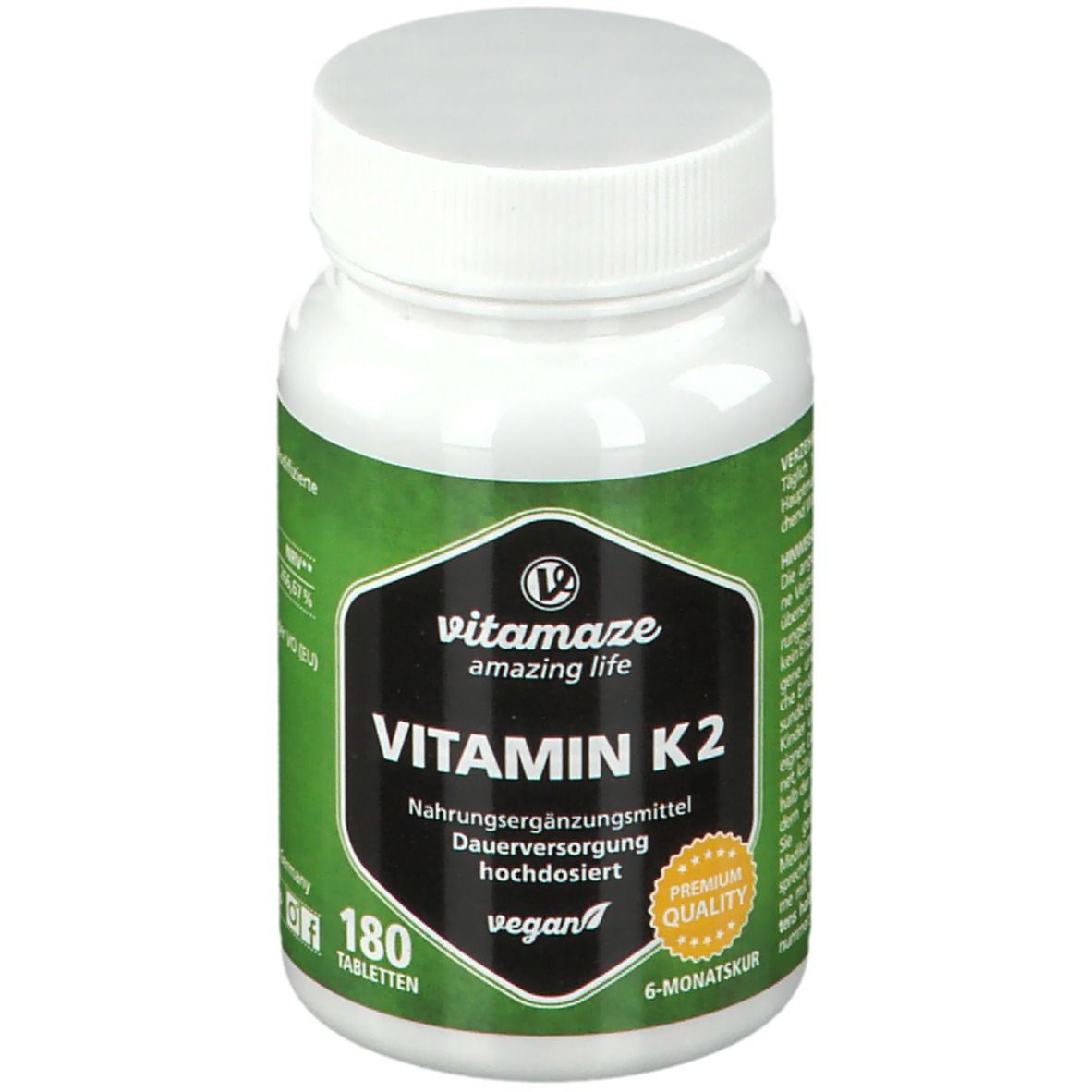 Vitamaze VITAMIN K2 200 µg hochdosiert vegan 180 St shopapotheke.ch