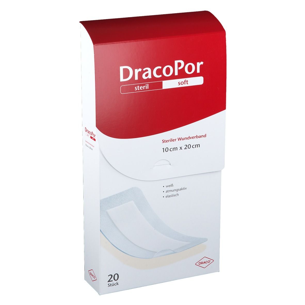 DracoPor Soft weiß Wundverband 10 cm 20 cm steril
