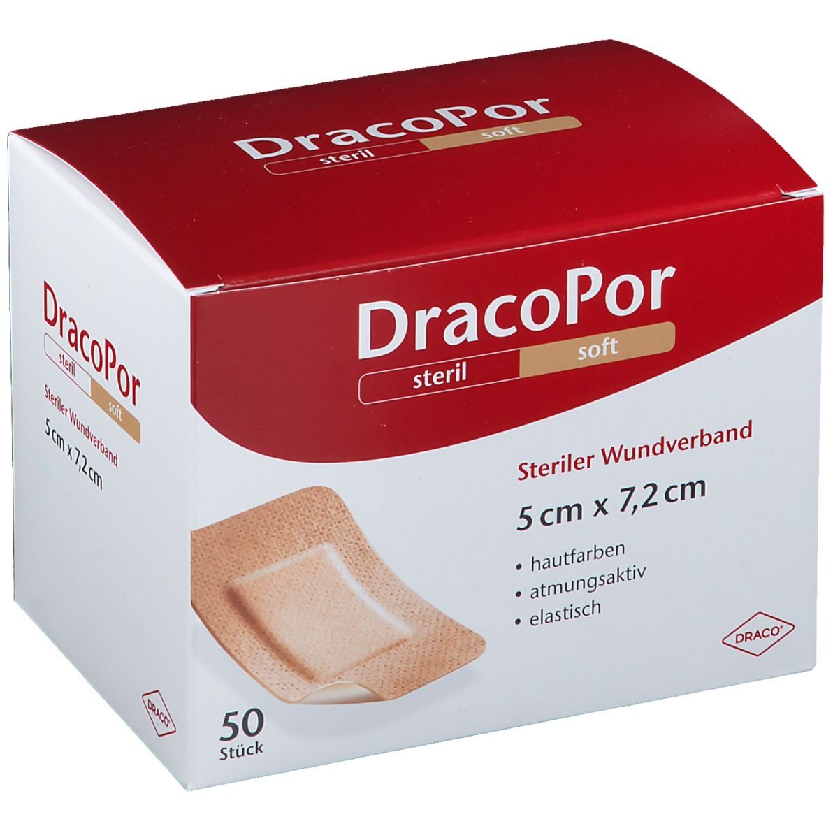 DracoPor Wundverband steril hatufarben 5 cm x 7,2 cm