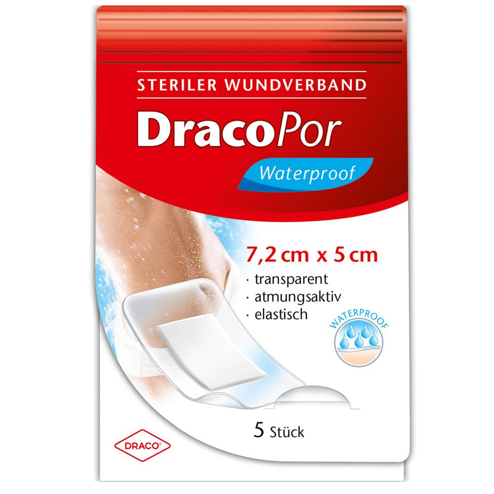 DracoPor Wundverband Waterproof 5 x 7,2 cm steril
