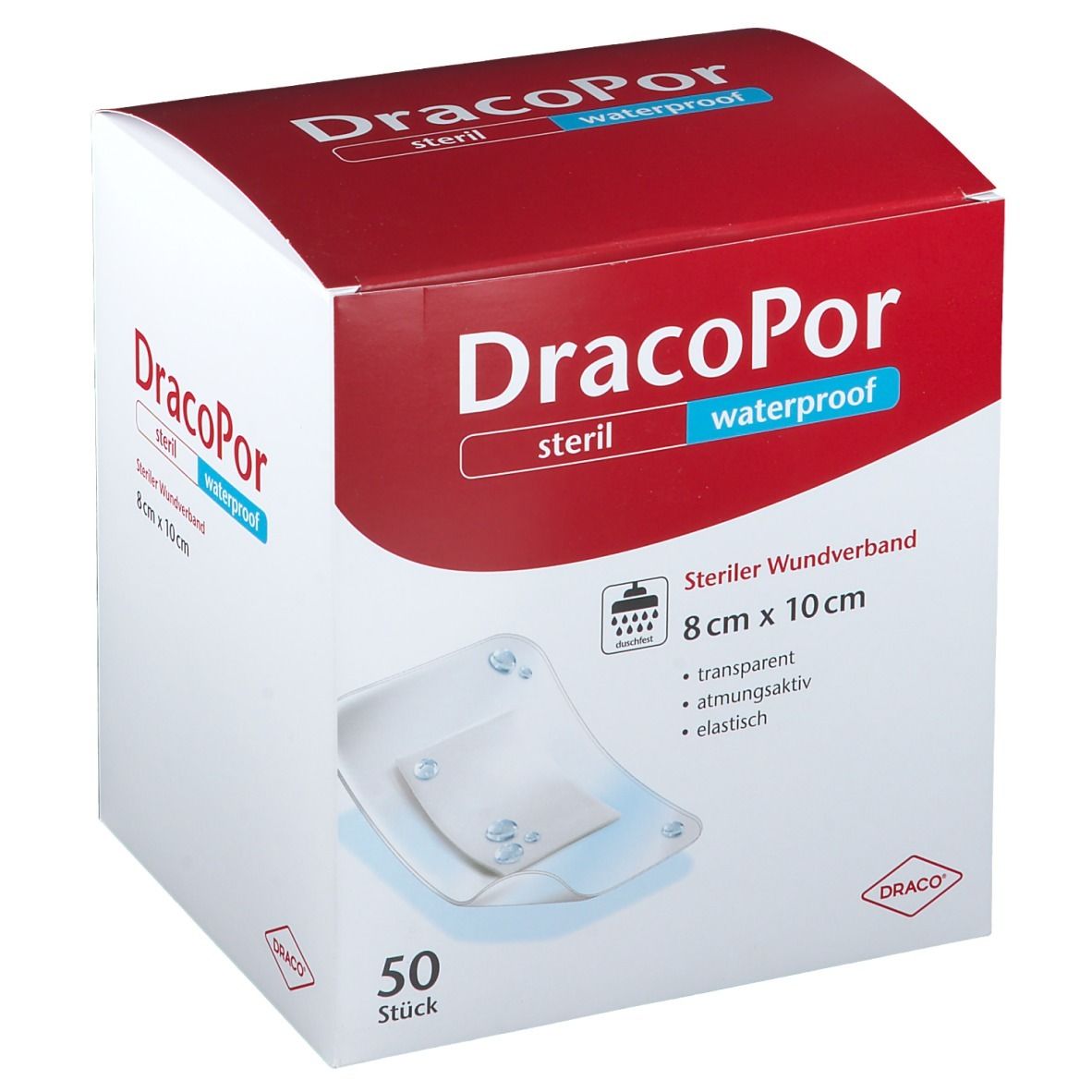 DracoPor Waterproof Wundverband steril 8 x 10 cm