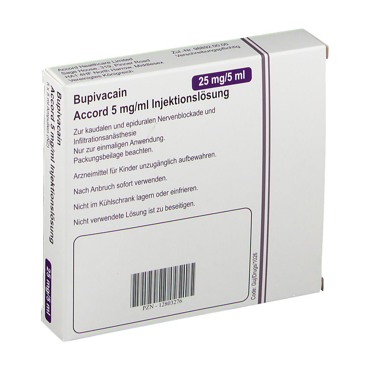 Bupivacain Accord 25 mg/5 ml