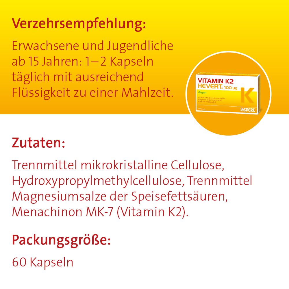 Vitamin K2 Hevert 100 µg Kapseln 60 St