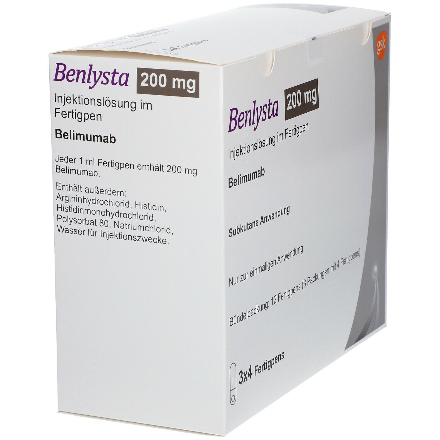 Benlysta 200 mg Injektionslösung i.e.Fertigpen 3x4 St in einem Fertigpen