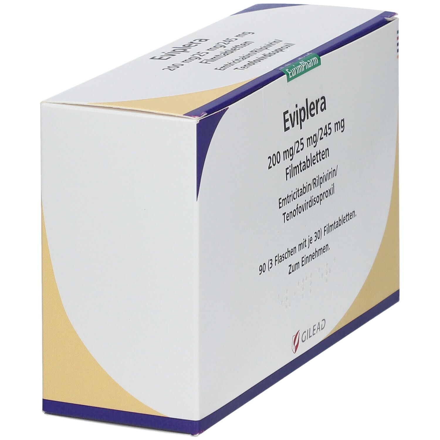 Eviplera 200 mg/25 mg/245 mg Filmtabletten 3x30 St