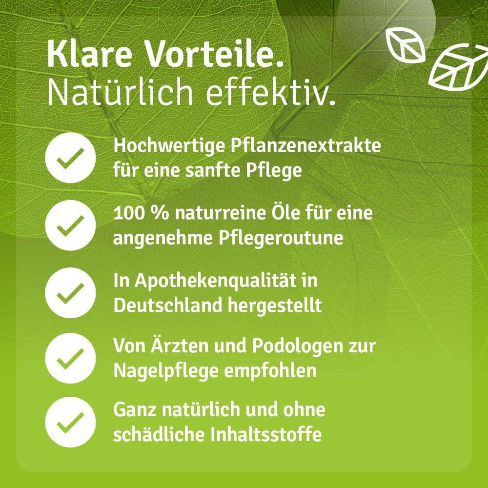 Grüner Hintergrund mit weißen Häkchen und Text. Text: Hochwertige Pflanzenextrakte, 100% naturreine Öle, Apothekenqualität, empfohlen.