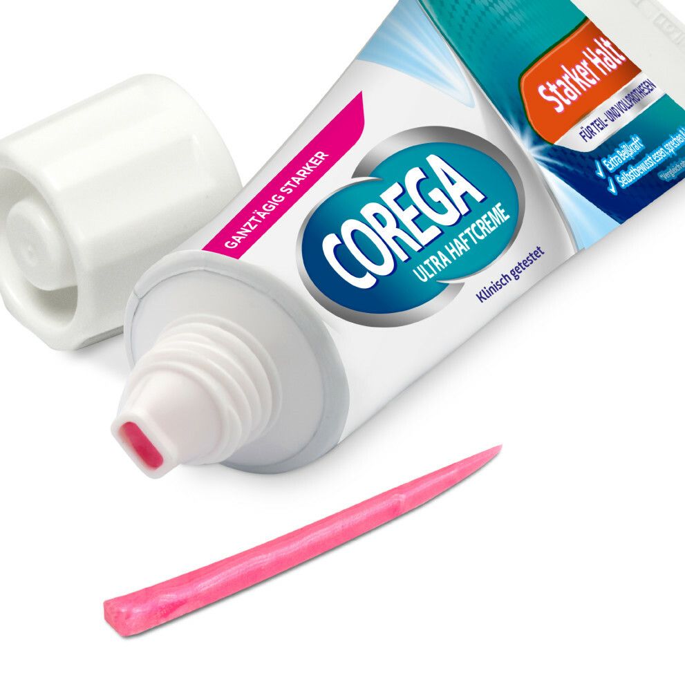 Corega Ultra Haftcreme für Zahnersatz, Starker Halt
