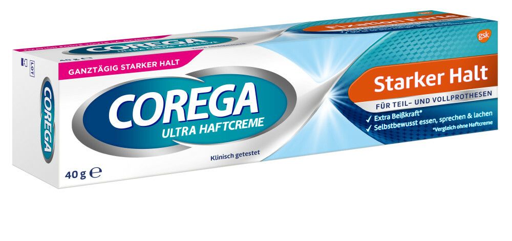 Corega Ultra Haftcreme für Zahnersatz, Starker Halt