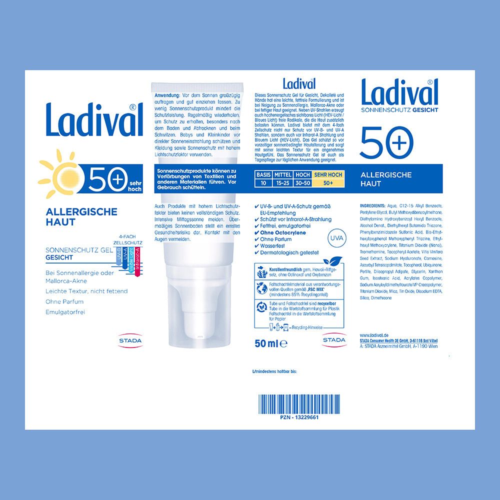 Ladival® Allergische Haut Sonnenschutz Gel für Gesicht und Hände LSF50+
