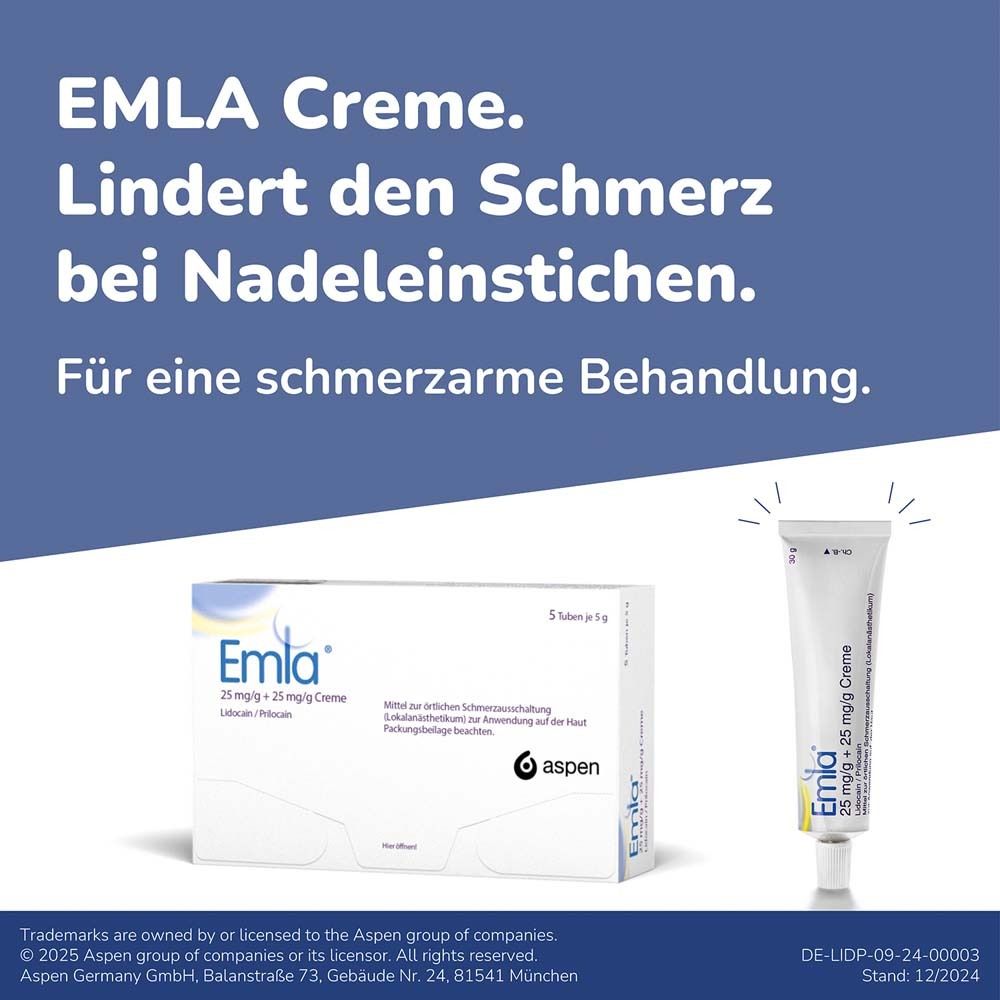 Emla® 25 mg/g Lidocain + 25 mg/g Prilocain