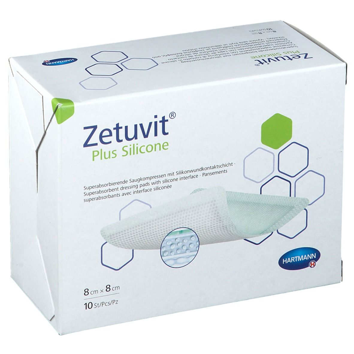 Zetuvit® Plus Silicone steril 8 cm x 8 cm 10 St - SHOP APOTHEKE