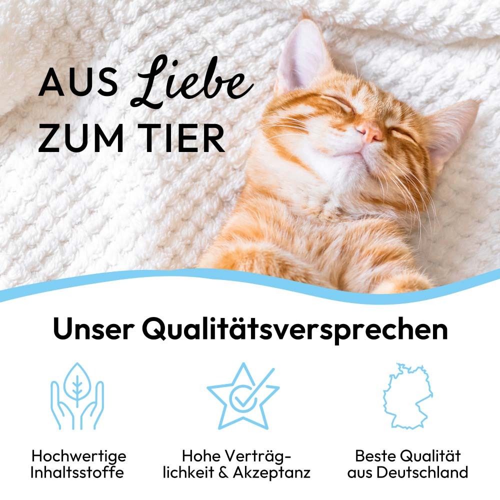 Produktabbildung mit Text: Hochwertige Inhaltsstoffe, hohe Verträglichkeit, beste Qualität aus Deutschland.