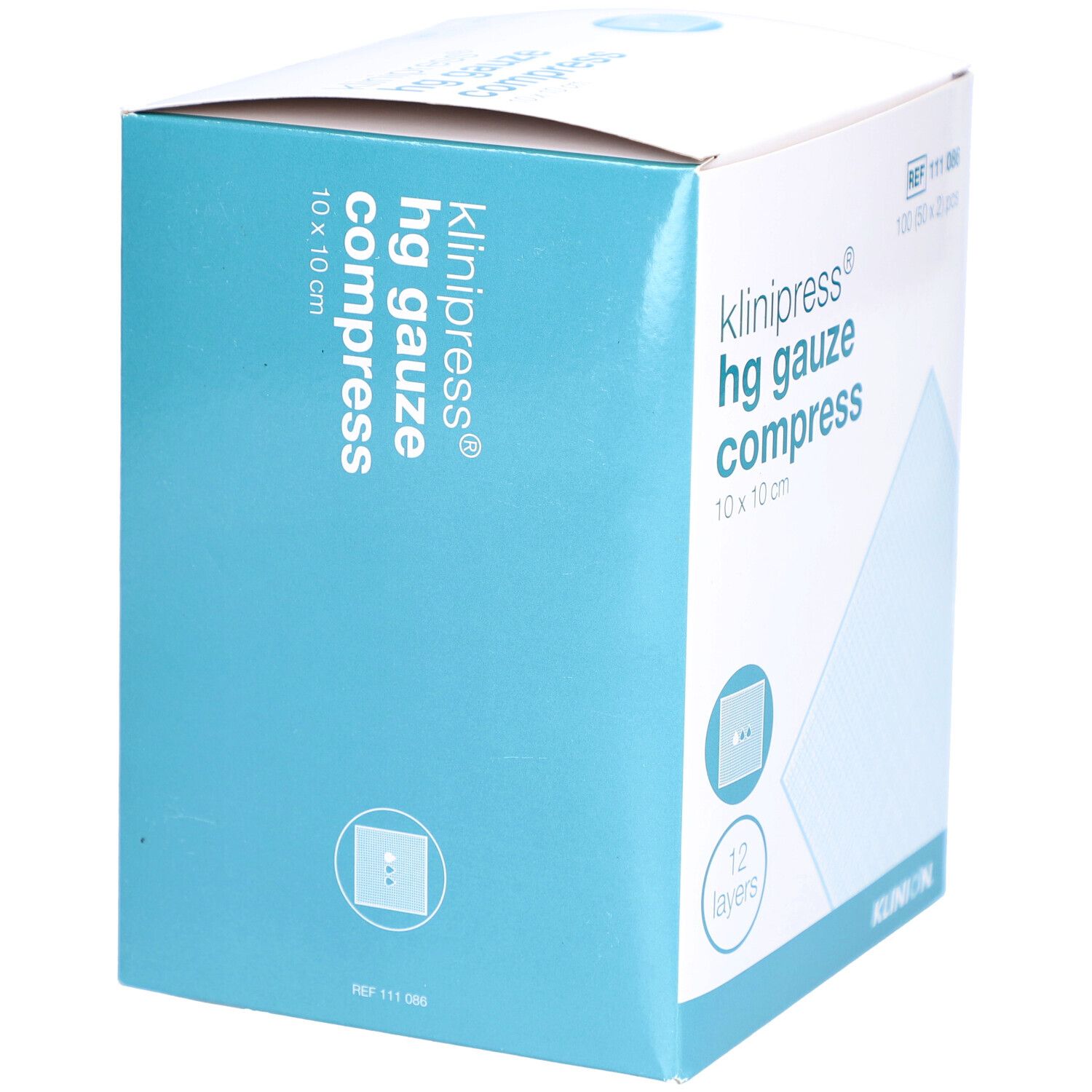 Klinipress hg gauze compress 10x10 cm steril 12l. 2x50 St Kompressen