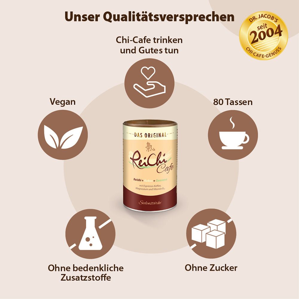 ReiChi Cafe Reishi-Pilz Espresso-Kaffee Kokos Guarana Ginseng vegan