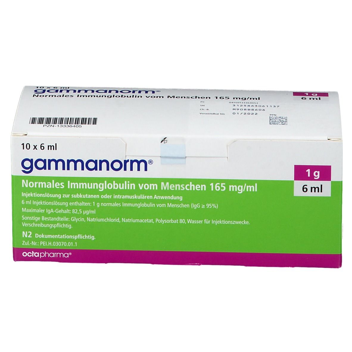GAMMANORM 165 mg/ml Inj.L.z.subkut.o.intram.Inj.1g