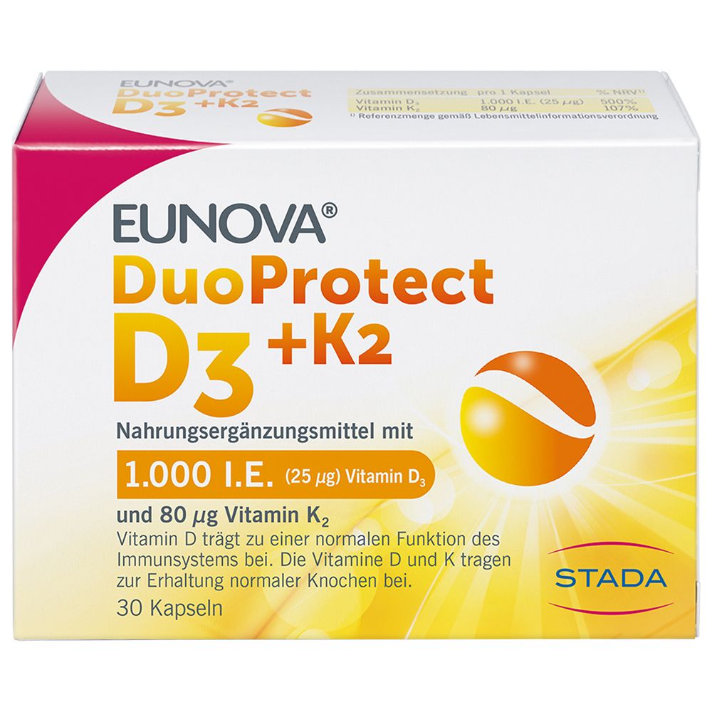 Eunova® DuoProtect D3+K2 1000 U.i./80 µg Capsules