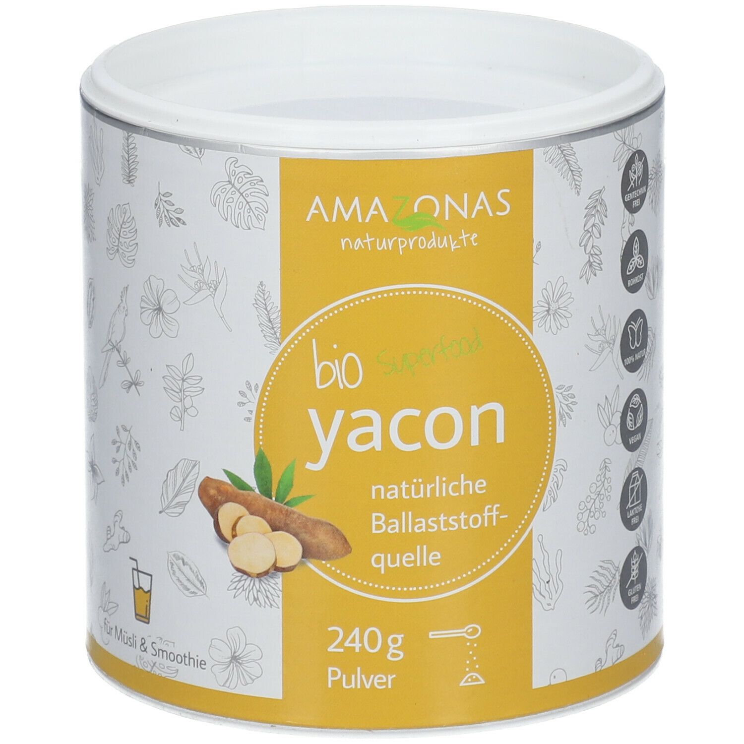 Yacon 100% Bio pur natürliche Süße Pulver 240 g