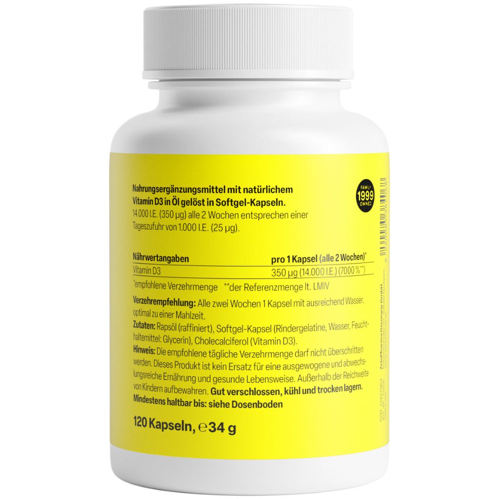 ZeinPharma® Vitamin D3 Kapseln 14.000 I.E. Softgel