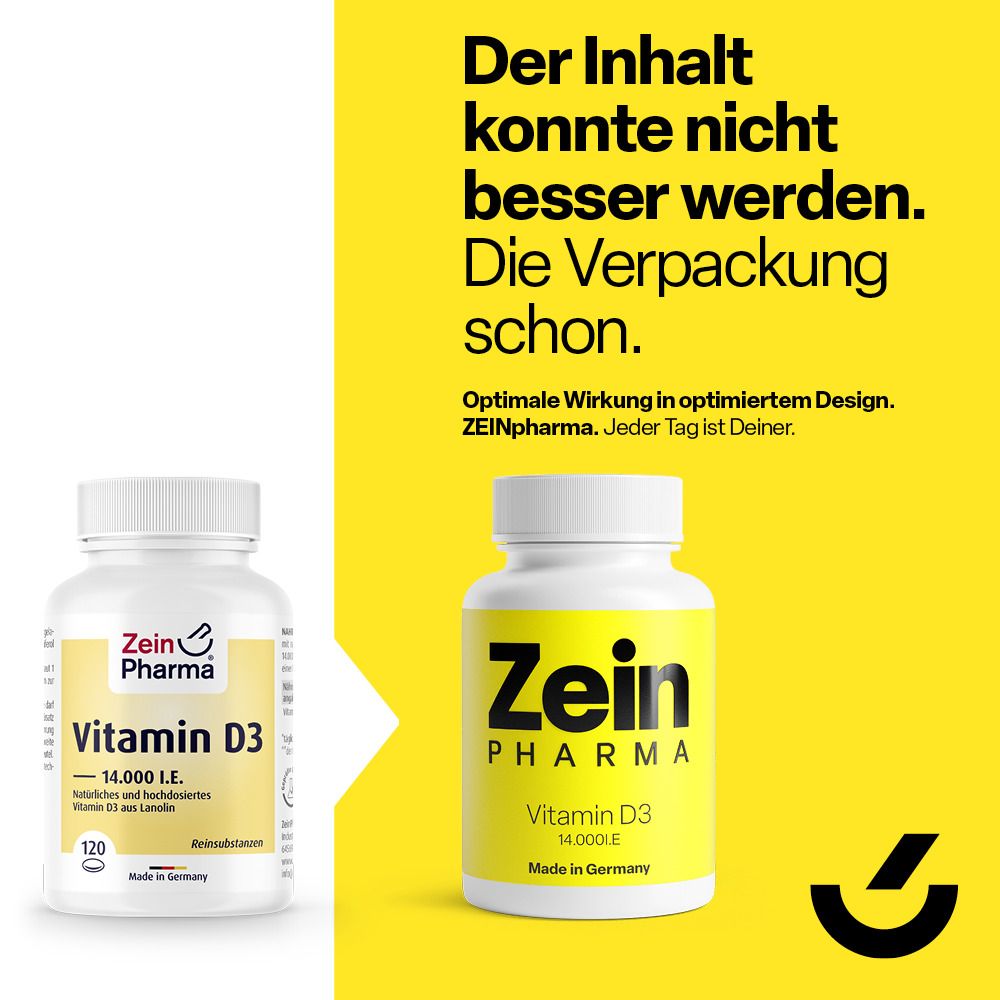 ZeinPharma® Vitamin D3 Kapseln 14.000 I.E. Softgel