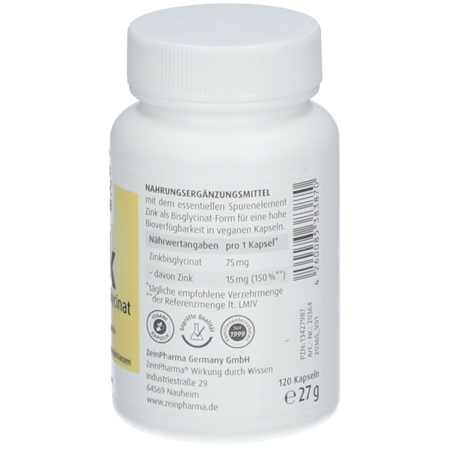 ZeinPharma® Zink Kapseln Chelat 15 mg
