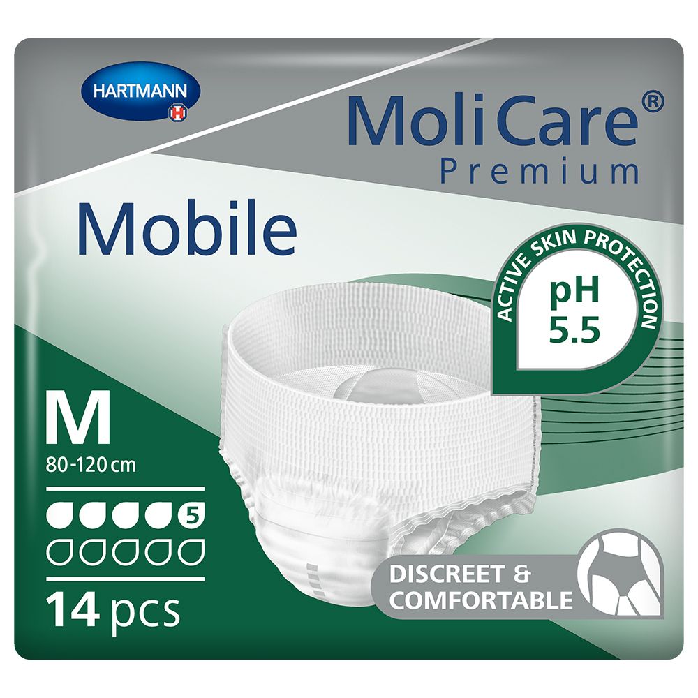 MoliCare Premium Mobile 5 Tropfen M, hochelastische Höschenform, wie gewöhnliche Unterwäsche, geeignet für mittlere Inko