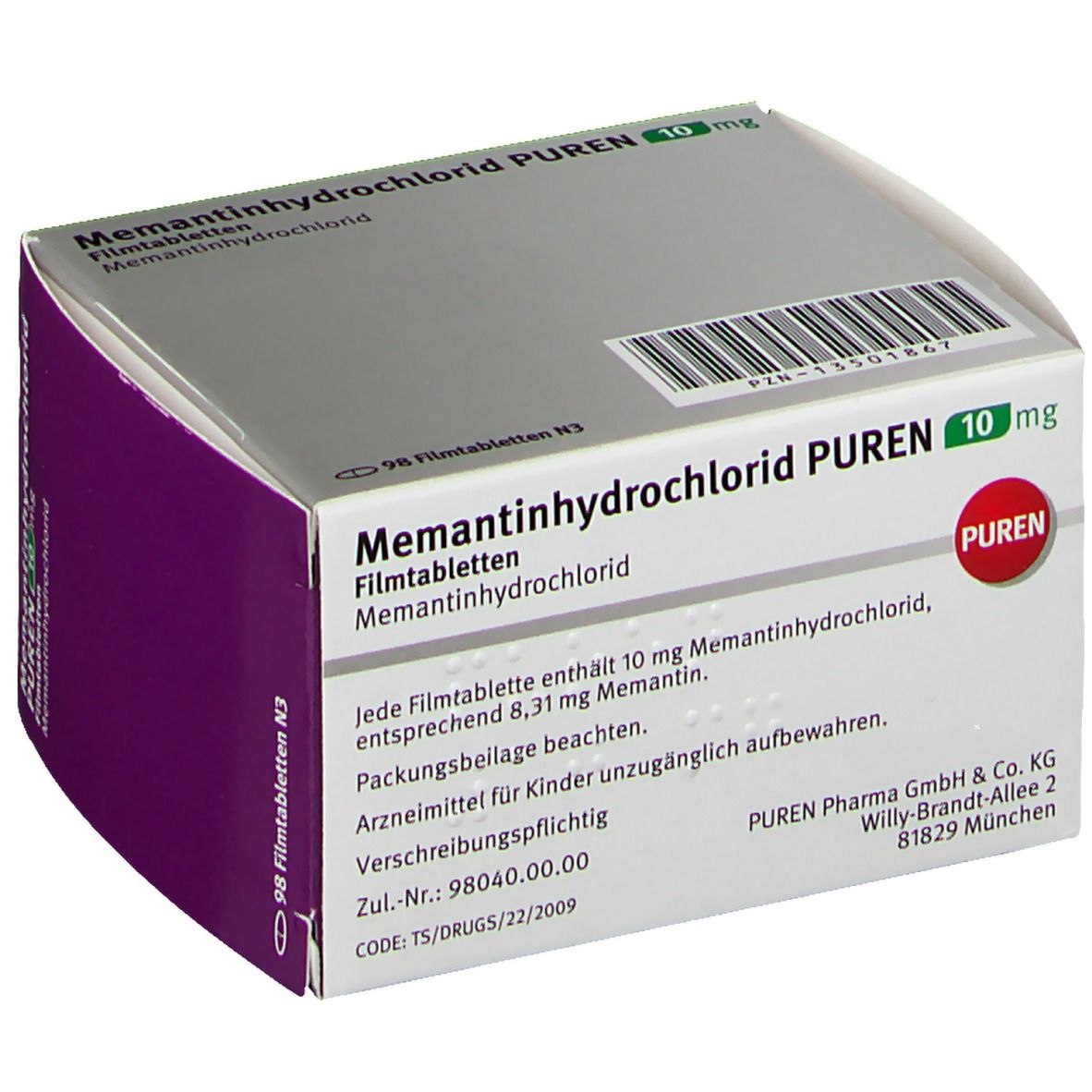 Memantinhydrochlorid PUREN 10 mg